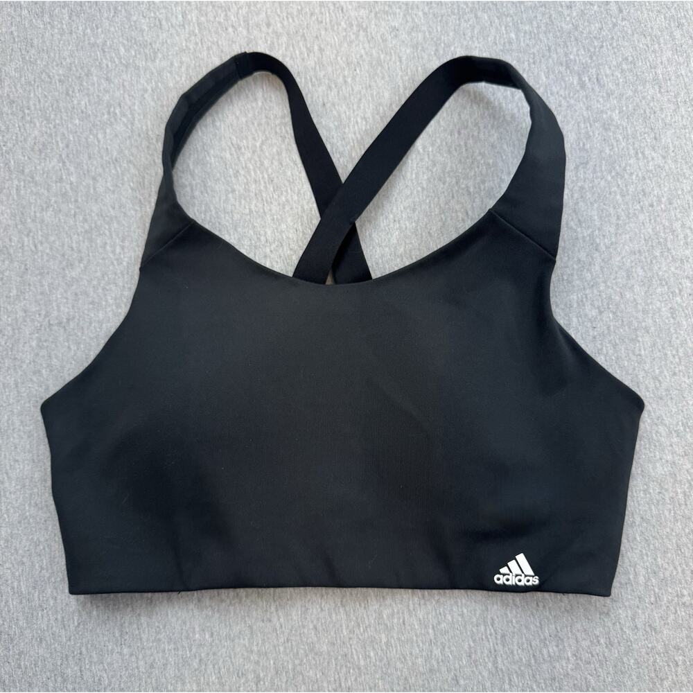 Adidas Sport Bra Women 36B Black Stretch Compression Aeroready Ultimate Training